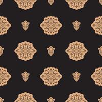 Dark solid color Seamless pattern with lotuses in Simple style. Good for backgrounds and prints. Vector illustration.