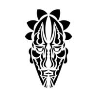 Tiki mask or totem. Patterns in the style of Polynesia. Good for tattoos, t-shirts, and prints. Isolated. Vector