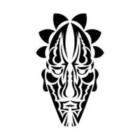 Tiki mask or totem. Patterns in the style of Polynesia. Good for tattoos, t-shirts, and prints. Isolated. Vector