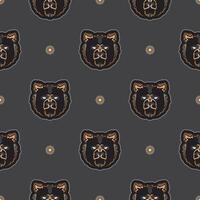 Seamless pattern with BEAR FACE in Simple style. Good for covers, fabrics, postcards and printing. illustration. vector