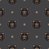 Seamless pattern with BEAR FACE in Simple style. Good for covers, fabrics, postcards and printing. Vector illustration.