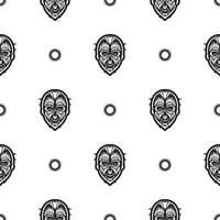 Seamless pattern with tiki mask or totem. Patterns in the style of Polynesia. Good for prints, textiles and backgrounds. Isolated. Vector illustration.