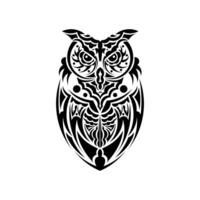 Owl owls from Maori patterns. Good for prints. Isolated on white background. Vector illustration.