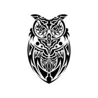 Owl owls from Maori patterns. Good for prints. Isolated on white background. Vector illustration.