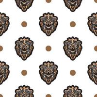 Lion face seamless pattern. Good for backgrounds and prints. Vector illustration.