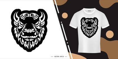 Bull face contour print. Good covers, fabrics, postcards and printing. Vector illustration.