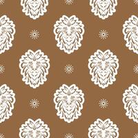 Seamless pattern with a lion's head in a simple style. Good for garments, textiles, backgrounds and prints. Vector illustration.