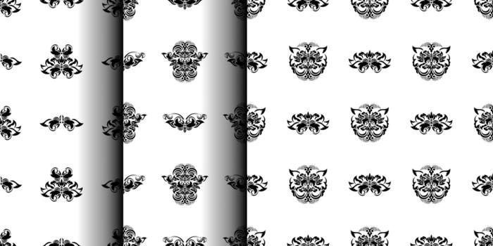 A set of four black and white damask patterns vector