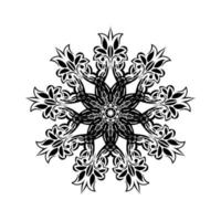 Round mandala. Black and white oriental pattern. Ethnic motif. Coloring. Tattoo template, henna ornament. Psychedelic vector. vector