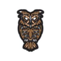 Colored owl print in boho style. Isolated. Good for clothing and textiles. vector