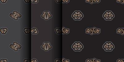 Set of Seamless presentable pattern with flowers and monograms in Simple style. Good for backgrounds, prints, apparel and textiles. vector