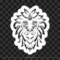 Lion print. Lion's face in boho style. Vector