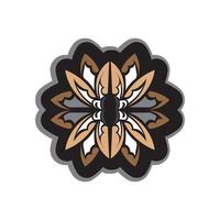 Lotus ornament, ethnic tattoo. Patterned Indian lotus. Color Print. Isolated. Vector