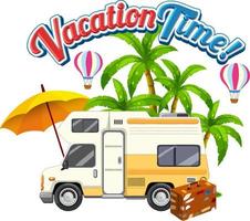 Lets go on a road trip icon with van for summer vector