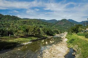 landscape of stream and mountain photo