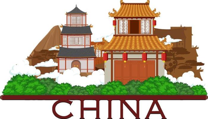 Chinese architecture iconic house building logo