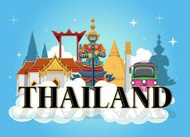 Thailand iconic tourism attraction background vector