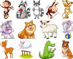 Set of animal cartoon character vector