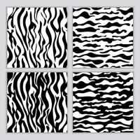 A set of seamless abstract monochrome patterns. Black and white print with wavy lines, dots and spots. Brush strokes are hand-drawn vector