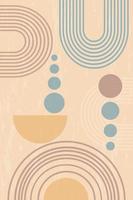 WebAbstract grunge poster with geometric shapes and lines. Rainbow print and sun circle, boho style. Modern minimalist print in pastel colors. Concept of balance, harmony and equilibrium. vector