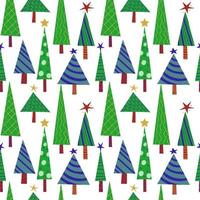 Seamless New Year's Eve pattern of green stylized decorated Christmas trees vector