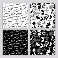 Set of seamless abstract patterns of simple abstract shapes and objects vector