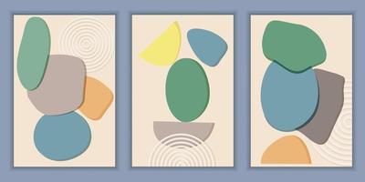 Set of modern templates with abstract composition of simple shapes. Trending collage style, minimalism vector