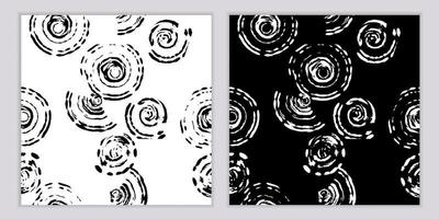 Black and white seamless patterns of abstract graphic elements of dots, stripes, spots and lines. vector