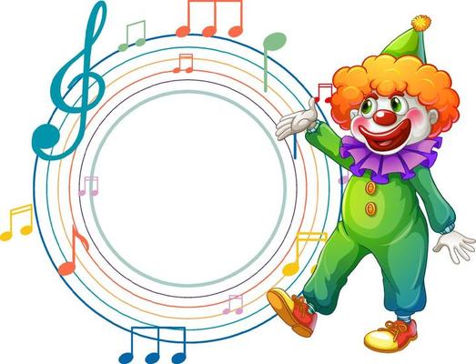 Cute clown with blank music note template