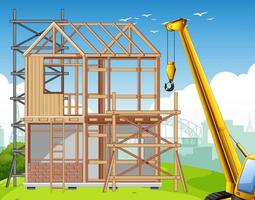Cartoon scene of building construction site vector