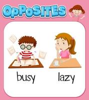 Opposite words for busy and lazy vector