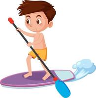 A boy playing surfboard on white background vector