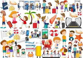 Set of cartoon character and object for travel vector