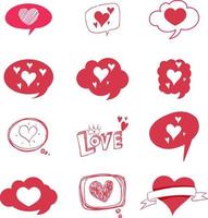 Different style of hearts isolated on white background vector