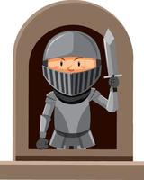 personaje de caballero de fantasía junto a la ventana sobre fondo blanco vector