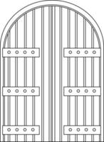 Palace gate black and white doodle character vector