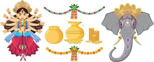 Holy object and decoration for Indian festival vector