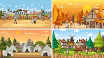 Set of different scene medieval vector