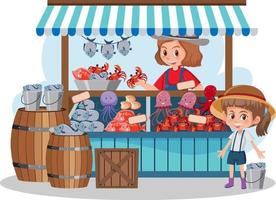 Market stall concept with fresh food store vector