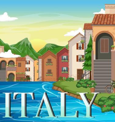 Italy iconic tourism attraction building background