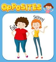 Opposite words for fat and skinny vector