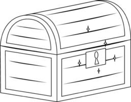 caja del tesoro personaje de garabato en blanco y negro vector
