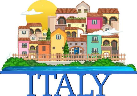 Travel Italy building attraction and landscape icon