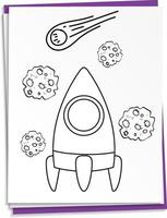 Hand drawn rocket on paper vector