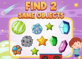 Find 2 same object worksheet for children vector