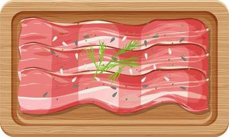 Top view of breakfast on a wooden tray vector