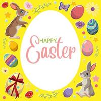 Happy Easter design with bunny and egg vector