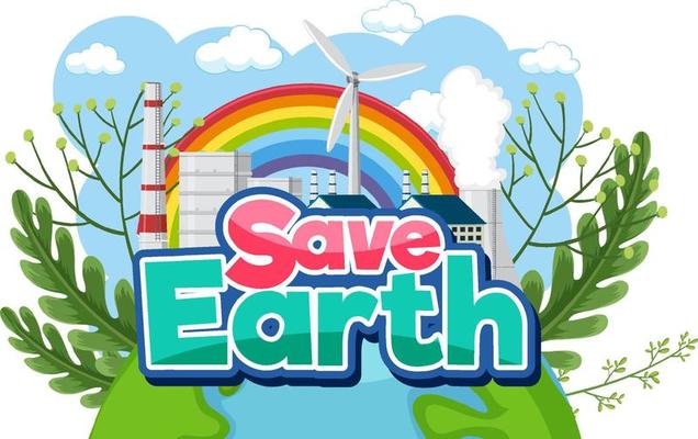 Save Earth typography design banner