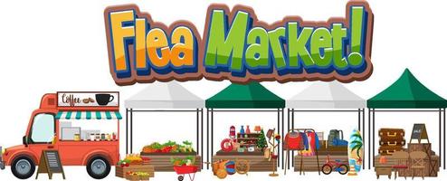 Flea market concept with many tent shops vector