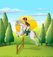 A man riding on a horse at natural scene vector